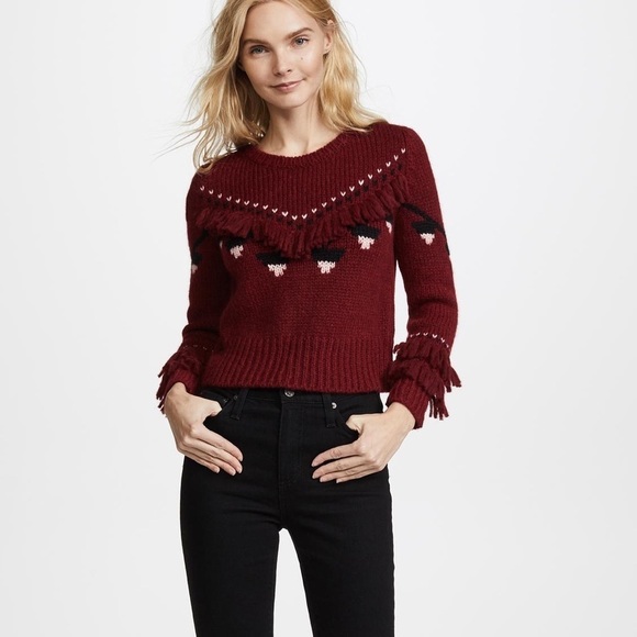 Loveshackfancy atlas maroon cropped sweater - Picture 1 of 7